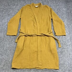 Parachute Robe Womens L Yellow Cotton Gauze Kimono Belted Bath Lounge Soft